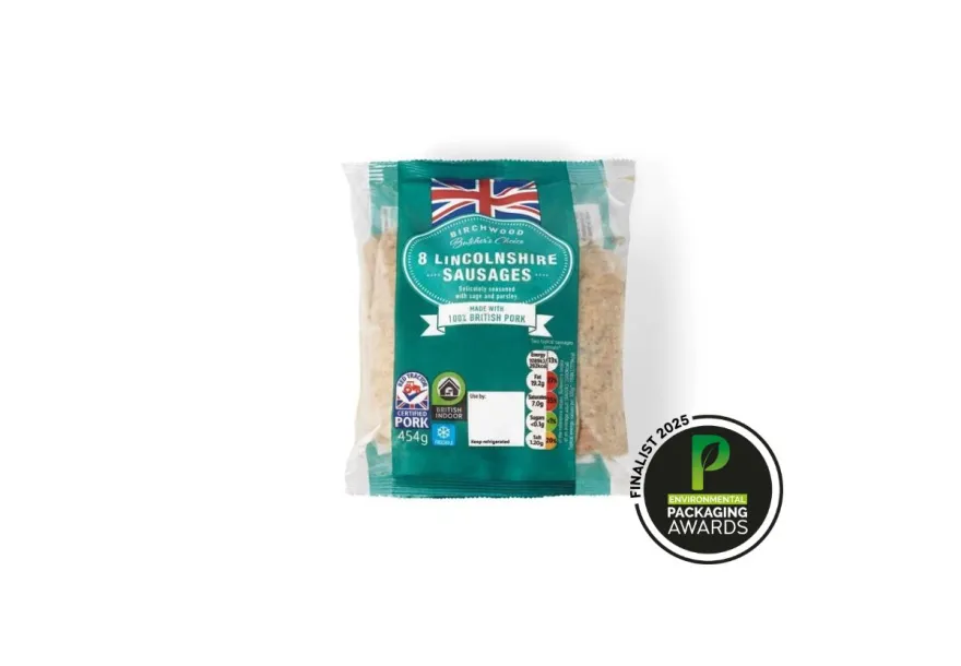 A pack of 8 Lincolnshire sausages, created by Coveris for Lidl