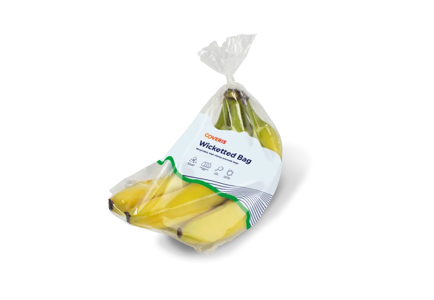 Pack of bananas packed in Coveris Wicketted bag