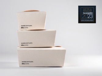 Coveris and Notpla announced as finalists in two awards at the ‘Sammies’ for Notpla coated food cartons