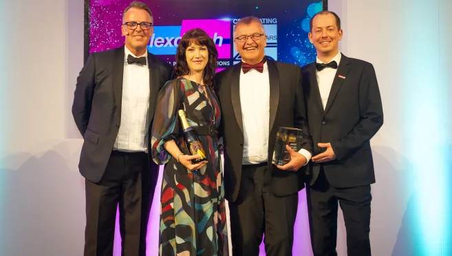 Bryony Thomas-Downes and Mark Dalby of ReCover at the FlexoTech Awards