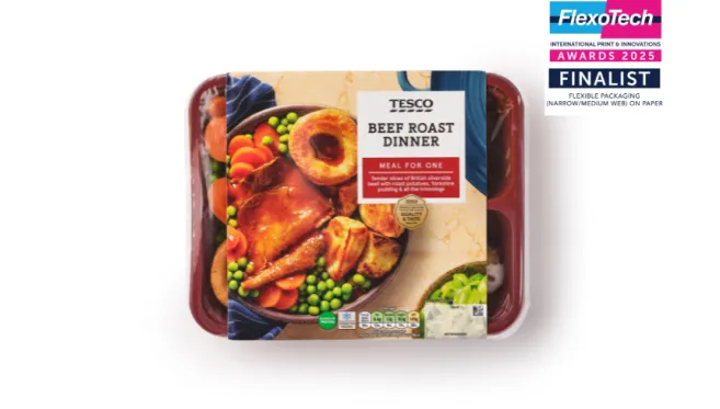 Tesco Beef Roast Dinner pack, FlexoTech Awards 2025 finalist