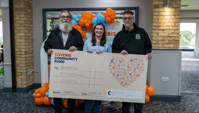 Coveris Gainsborough donation to the Bearded Fishermen charity