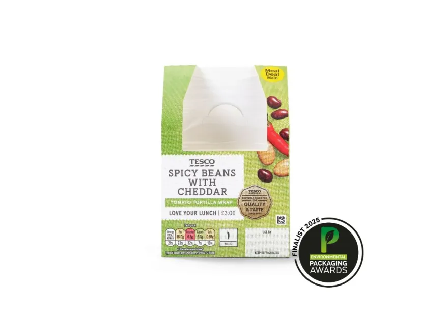 A pack of food on the go (takeaway) for Wraps, providing a recyclable option for food-on-the-move