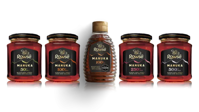 Rowse Manuka honey jars with labels by Coveris